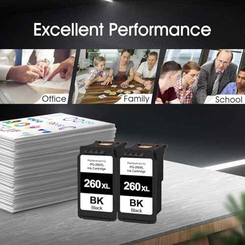 PG-260XL Black Ink Cartridge Replacement for Canon 260 260XL Ink cartridges Work for Pixma TR7020 TS6420 TR7022 TS5300 TS5320 Printer (2 Black)