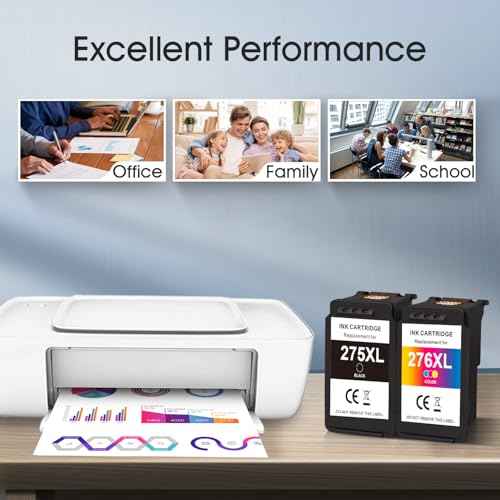 PG-275XL CL-276XL Ink Cartridges Value Pack Replacement for Canon 275XL 276XL 275 276 Compatible for Pixma TS3520 TS3522 TS3500 TR4720 TR4722 TR4700 Printer (1 Black, 1 Color)