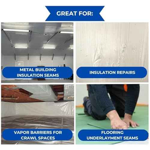 BlueTex Insulation¤Ô 6" Wide x 180' Long White Vapor Barrier Seam Tape - 1 Roll Waterproofing and Great for Crawlspaces, Insulation Repair, Underlayment Seams, Metal Building Insulation Seams
