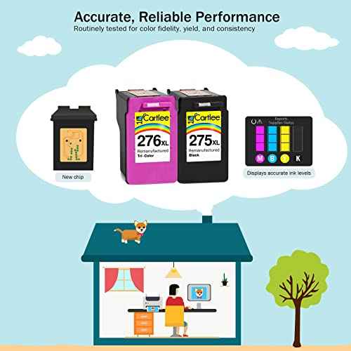 Cartlee Remanufactured Ink Cartridges Replacement for Canon 275 and 276 Ink Cartridges for Canon 275xl 276 for Pixma TS3522 TR4720 Printer Combo Pack