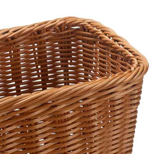Wicker Waste Basket, Hand Woven Trash Can, Imitation Rattan Garbage Basket for Bedroom, Bathroom, Kitchen, Living Room (Rectangular)