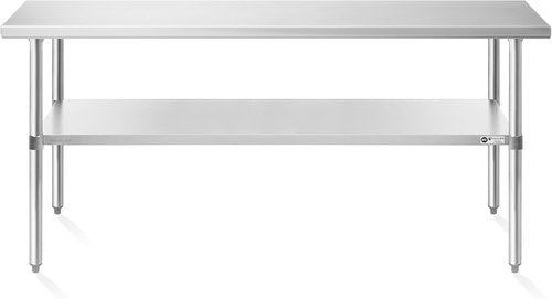 KUTLER Stainless Steel Table - 24 x 72 Inches | NSF Heavy Duty Kitchen Prep Table with Undershelf