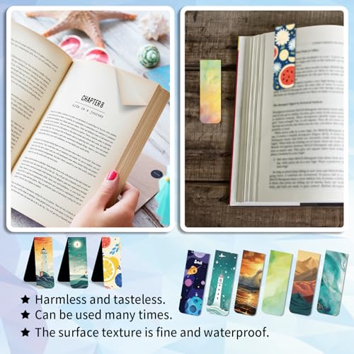 48 Pieces Magnetic Bookmarks Magnet Page Markers - Book Marks for Reading Women & Men with Storage Boxes - Cute Magnet Bookmark Clips for Reading Pleasure