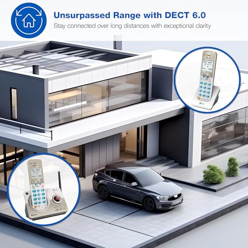 AT&T DECT 6.0 Cordless Phone with 4 Handsets, Call Blocker, Bluetooth & Answering Machine - White