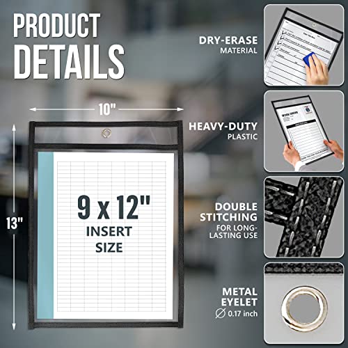 30 Pack Job Ticket Holders 9x12 - Work Order Plastic Sleeves Shop Ticket Holders Dry Erase Pocket Sleeves Dry Erase Pockets Dry Erase Sleeves Clear Pocket Sleeves Ticket Holder Plastic Sleeves