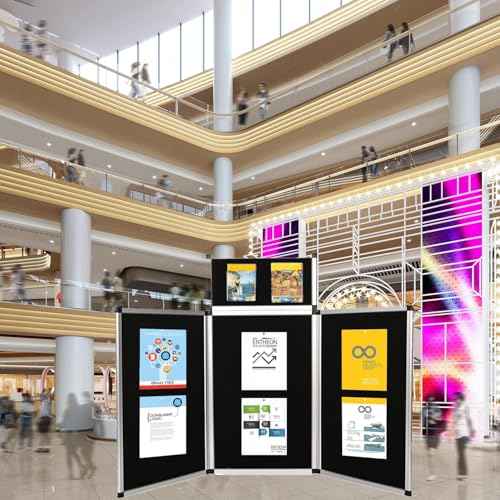 3+1 Panel Trade Show Presentation Board 70.8¡° x 35.4¡± Trifold 3-Panel Display Board Folding 3 Panel Exhibition Boards Single Sided Tabletop Display Black Hook & Loop-Receptive Fabric with Bag