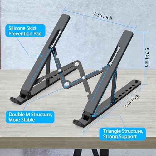 Adjustable Laptop Stand, Portable Laptop Riser for Desk, ABS+Silicone Foldable Ventilated Cooling Notebook Holder Stand for 10-15.6¡± Laptops,Tablets