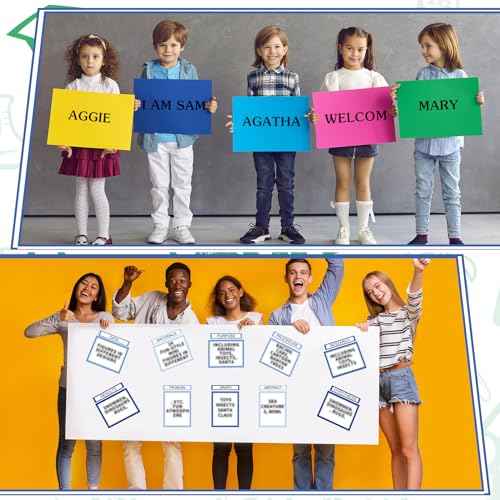 PerKoop 36 Sheets Science Fair Board Poster Boards Supplies 24 Self Adhesive Presentation Subtitles 4 Science Fair Project Titles 8 Personalized Letter Sticker for Classroom(Gradient Blue)