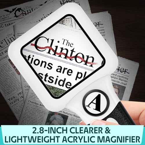 Compact Magnifying Glass with Lights,45X 10X Small Handheld Lighted Magnifier, 3 LED Light Magnifying Glass for Reading Small Prints & Low Vision Seniors Rectangle 1PACK