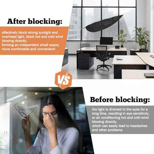 Black Office Cubicle Light Shield and Desk Shade -Cubicle Shade£¬UV-Resistant Blocks Overhead Light, Glare and AC Airflow, Ideal for Light Sensitive Workers, Cubicle Privacy and Comfortable Workspaces