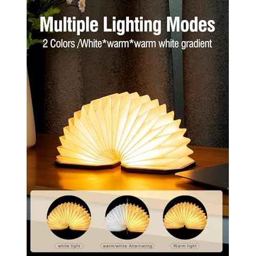 Originality Folding Accordion Lamp, Portable Wooden Desk Lamp, Japanese Gifts, Creative LED Paper Lantern with USB for Home Decoration(Walnut)