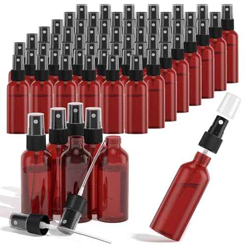 100Pack Small Spray Bottles 2oz, 60ml Travel Spray Bottle Bulk Black Fine Mist Sprayer, Empty Refillable Containers Portable Cosmetic Plastic Spray Bottles for Cleaning, Misting & Skin Care-Red