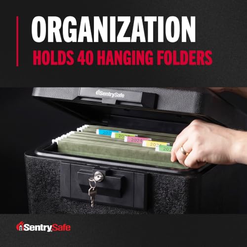 SentrySafe Black Fireproof Document Box with Key Lock, 0.61 Cu Ft