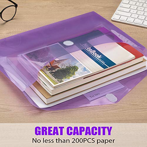 Sooez Multicolor 10-Pack A4 Plastic File Folders Waterproof Document Envelopes