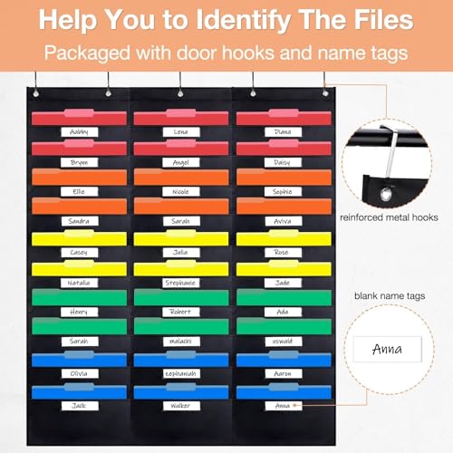 Opret 30 Pockets Hanging Storage Pocket Chart with 5 Hangers for Office & Classroom Organization