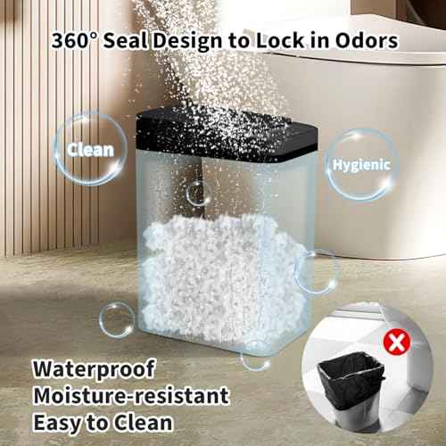 3 Pack Bathroom Trash Can with Lid, 2.5 Gallon Small Slim Trashcan, Automatic Trash Can Touchless, Motion Sensor Waterproof Plastic Trash Bin for Bedroom Kitchen Office Living Room (Black)