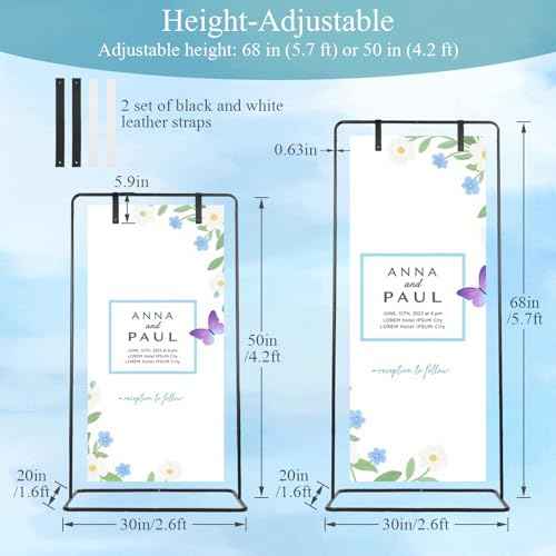 Gugxiom Wedding Sign Holder, 68" x50" x30" Adjustable Wedding Welcome Sign Stand, Welcome to Our Wedding Sign Holder, Heavy Duty Easel Stand for Sign for Wedding, Birthday, Anniversary