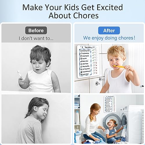 KAQUBE Blue Kids Chore Chart Dry Erase Task Board with 10 Sliders, Magnetic Marker, 9.77x7.01in