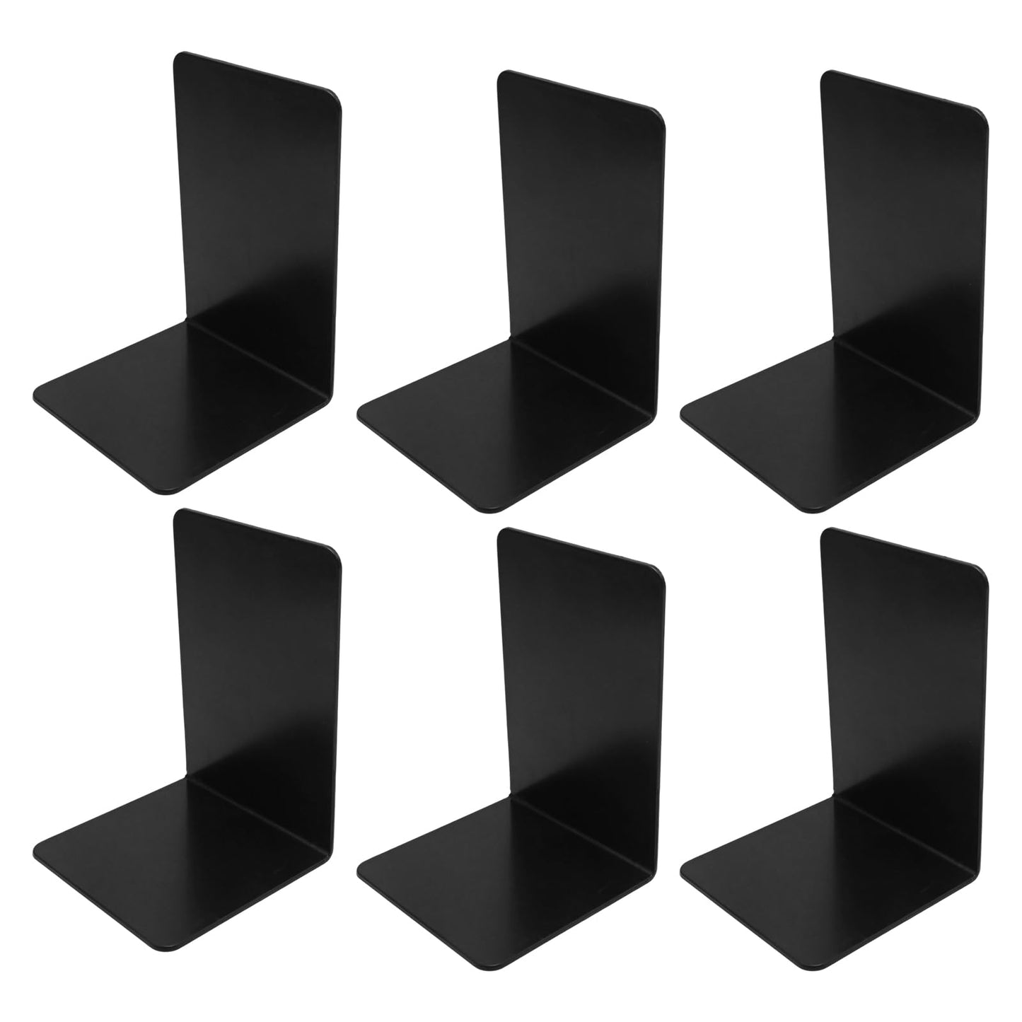 GMAPATS 6 Pcs Acrylic Black Bookends, Black Organizer, Plastic Bookends for Books, Holder Stand Decorative, Book Stopper Organizer for Shelves, Desk, Office