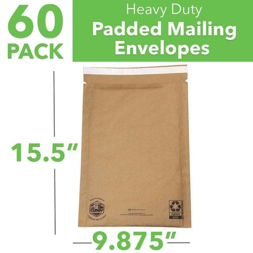 CURBY 100% Curbside Recyclable Mailer Heavy Duty #5, 9.875" x 15.5", 60-Pack, CURBYHD5