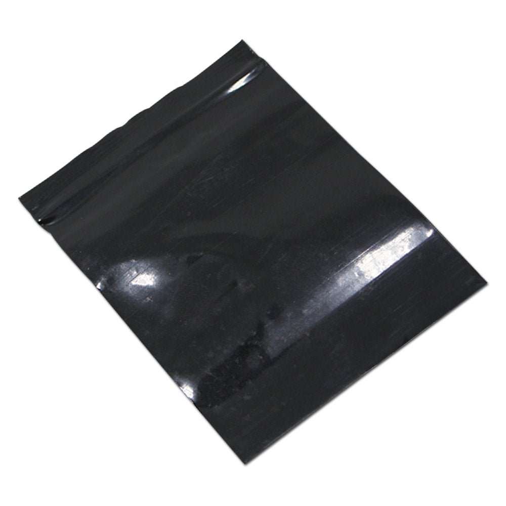 PABCK 100 Pieces Black Reclosable Zip Bags 5.1mil Thickness Poly Plastic Packaging Resealable Zipper Lock Closure Bag for Storage (3.1x4.7 inch)