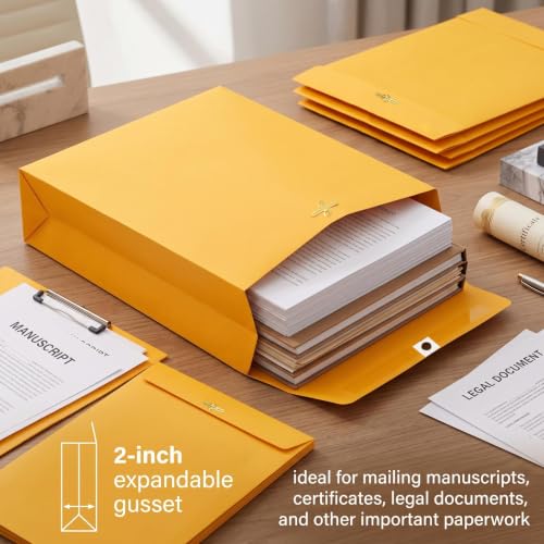 Motipuns 12 Pack Expandable Manila Envelope Folders with Clasp, 9 x 12 Inches