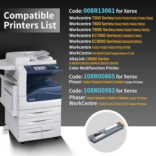 008R13061 Waste Toner Container for Xerox Workcentre 7525 7530 7535 7545 7556 7830 7835 7845 7970 7425 7428 7435,AltaLink C8030 C8035 Printer,Compatible 108R00865,108R00982,C950X76G Waste Cartridge