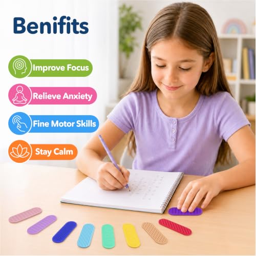 Rainbow & Macaron Sensory Stickers for Kids & Adults, 16 Pack Textured Classroom Calm Strips