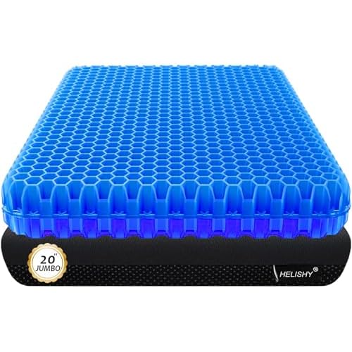 20" Gel Seat Cushion for Long Sitting Pressure Relief - Jumbo & Thick Gel Cushions for Office Chairs - Tailbone Pain Relief Cushion, Sciatica & Back Support, Wheelchair Cushions & Car Seat Cushion