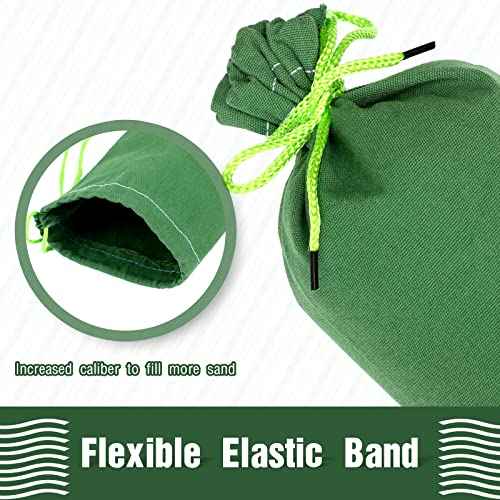 Threan 8 Pcs Long Canvas Sandbags for Flooding Sand Tube Bags Flood Protection Thickened Reusable Rain Wind Flood Barrier with Elastic Band Water Barrier Tube for Door Rain Control, Green (6ft)