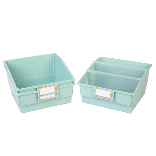 Really Good Stuff Picture Book Classroom Library Bins with Dividers - 6 Pack - Mint Green