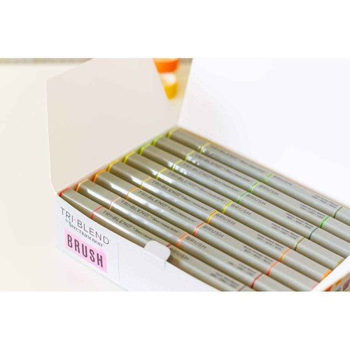 Spectrum Noir Triblend Brush Nib Alcohol Markers Colouring Pack of 24 - Unique 3-in-1 Blendable Colour Shade Effect - Complete Collection Box (72 colours in total)