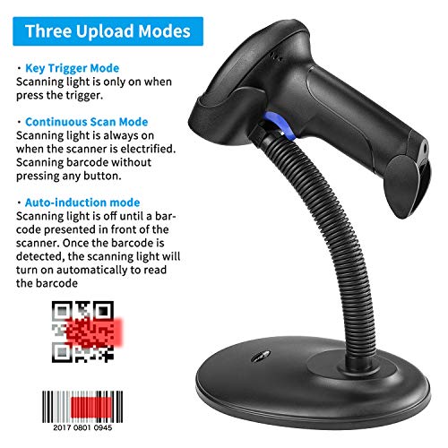 NetumScan Wireless 1D 2D Barcode Scanner with Stand - Handheld, USB & Wireless