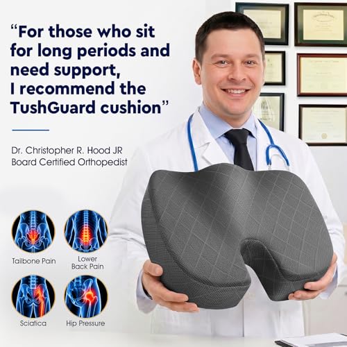 TushGuard Memory Foam Seat Cushion Large Grey - Office & Chair Support
