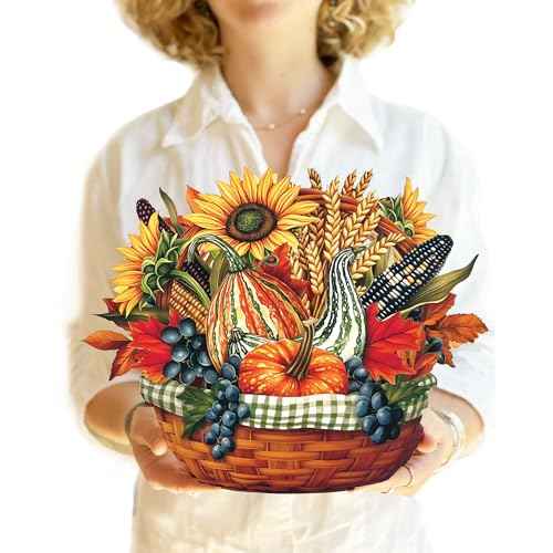 Freshcut Paper Pop Up Cards, Golden Harvest, 12 Inch Life Sized Forever Flower Bouquet 3D Popup Greeting Card, Birthday Cards, Thank You Card, Blank Notecard & Envelope