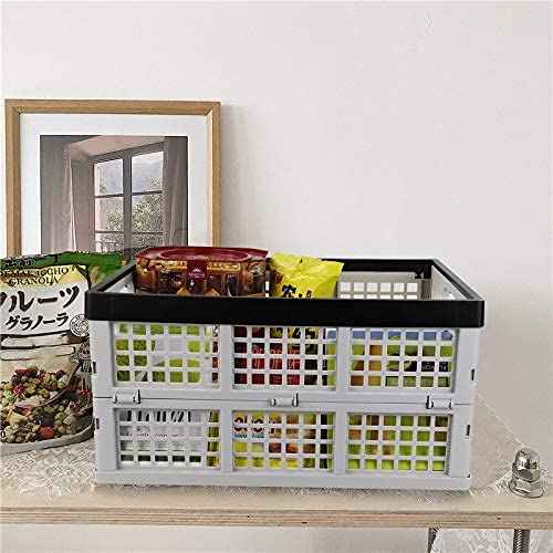 34 L Foldable Plastic Collapsible Crate, Stackable Storage Crate, 3 Packs