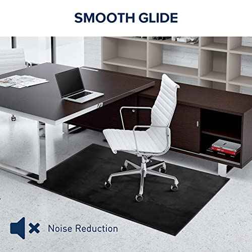 Large Office Chair Mat for Hard Floor, 63"x51" - Flannel Fabric Desk Rug, Protector for Home Office (Black)
