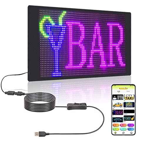 Leadleds 5V Bluetooth Programmable LED Matrix Panel, Flexible USB-Powered Scrolling Message Board with Custom Text & Animation, App Control for Advertising, Store, Bar, Car, Home Decor