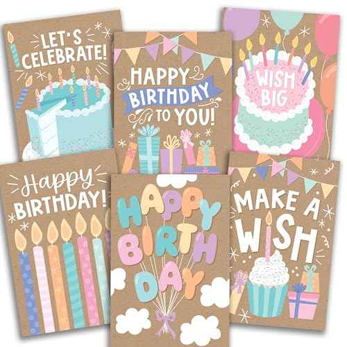 Hadley Designs Happy Birthday Cards Bulk with Envelopes - 54 Assorted Birthday Cards for Kids & Adults, Bulk Greeting Card Pack for Office, Generic Bday Notecards with Envelopes, Designed in USA