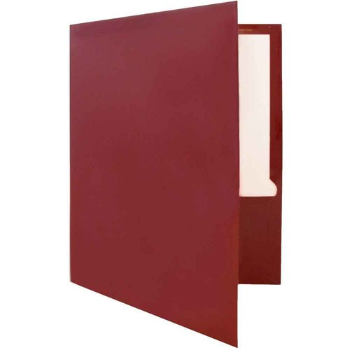 JAM PAPER Laminated Two Pocket Glossy School Folders - Letter Size - High Gloss Maroon Red - Bulk 50/Box