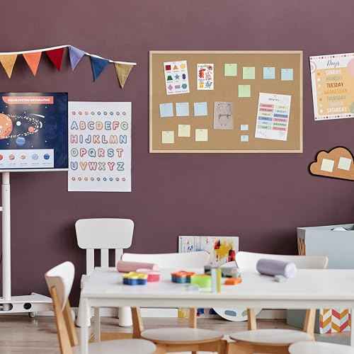 Cork Board Bulletin Board,36x24 Cork Board for Office with Pin Oak Wood Boards,Message Board or Vision Board Decoration.
