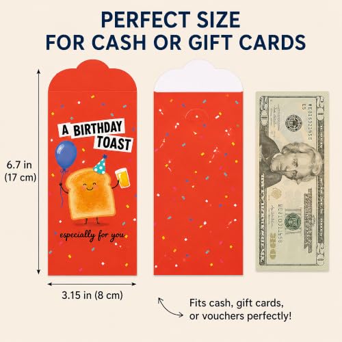 Backelele Birthday Envelopes Set of 6 - Colorful Money & Gift Card Holders for Birthdays