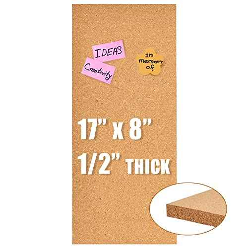 17x8 Corkboard Tiles Bulletin Board, 1/2" Thick Self-Adhesive Cork Boards for Walls, Cork Tiles Vision Board for Home, Office, School, Bulletin Board Decorations(12mm,1pc)