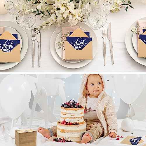 Fulmoon 200 Pack Thank You Cards with Envelopes and Matching Stickers 4x6 Blank Thank You Cards Bulk for Wedding Small Business Baby Bridal Shower(Blue)