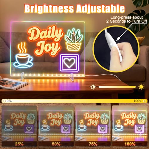 Signsxcel Off White LED Note Board with Colors & Stand - 14x10 Inches, 6 Modes & 8 Colors for Kids & Gifts