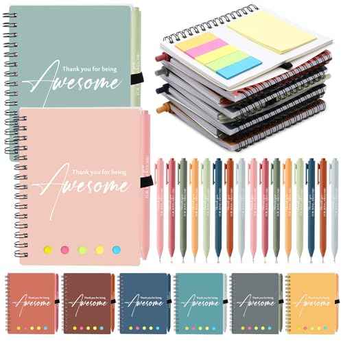 48 Pcs/24 Set Employee Appreciation Gift Bulk for Christmas Coworker A6 to Do List Notebook with Ballpoint Pen Sticky Notes for Office Team Staff Nurse Practitioner Teacher(Light Color)