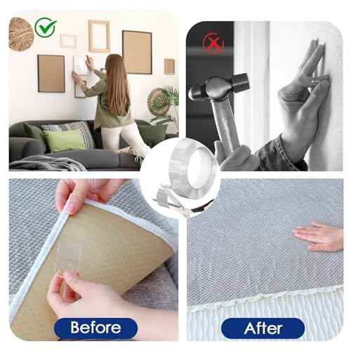10 Packs Double Sided Tape Heavy Duty, Nano Tape Mounting Tape Clear Multipurpose Strong Adhesive Tape for Home, Office, 1.2 in ¡¿ 9.85 FT