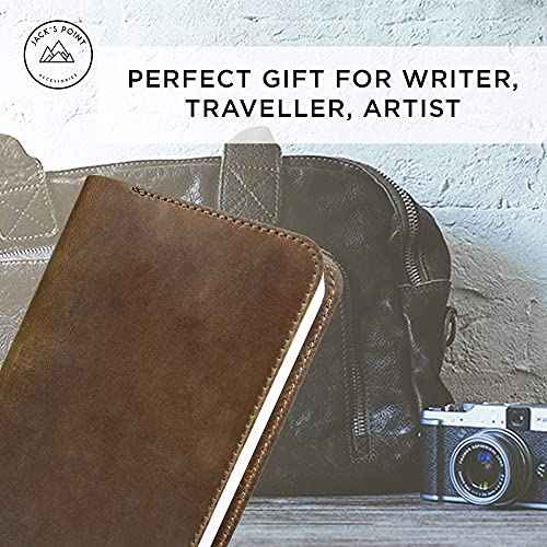 Jack's Point Leather Field Notes Cover for Memo - Pocket Sized Notebook, fits 3.5¡± x 5.5¡± Notebooks, Hand Stitched Brown Real Top Grain Leather, Multiple Pockets for Extra Functionality
