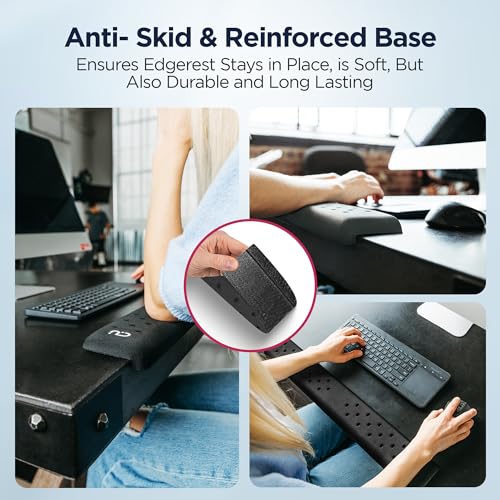 EdgeRest Mini PostureUp L-Shaped Desk Long Wrist Rest Elbow, Forearm & Wrist Comfort Support for Table or Desk Edge, Non-Slip, Memory Foam Padding, Ergonomic Design for Work, Universal Fit, Black