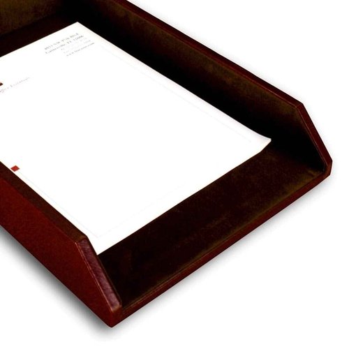 Dacasso Chocolate Brown Leather Letter Tray, Legal Size